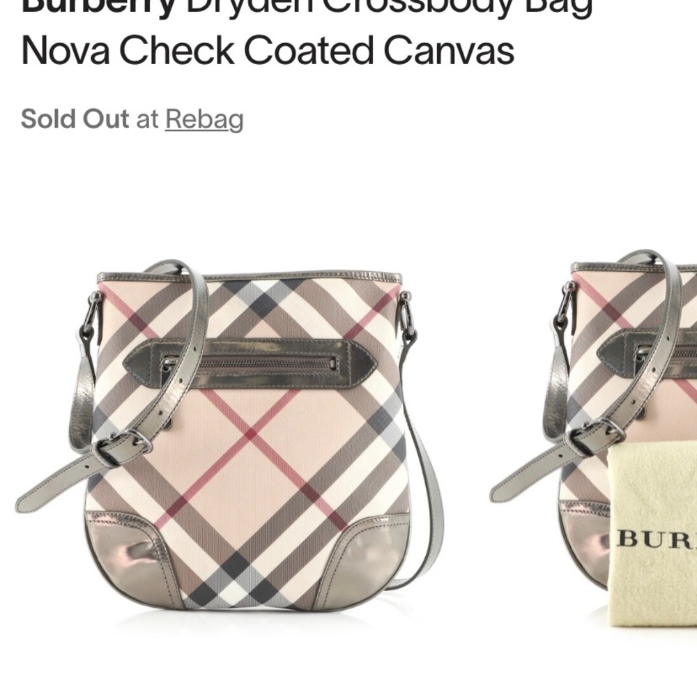 Authentic Burberry crossbody Novacheck with patina silver leather accents